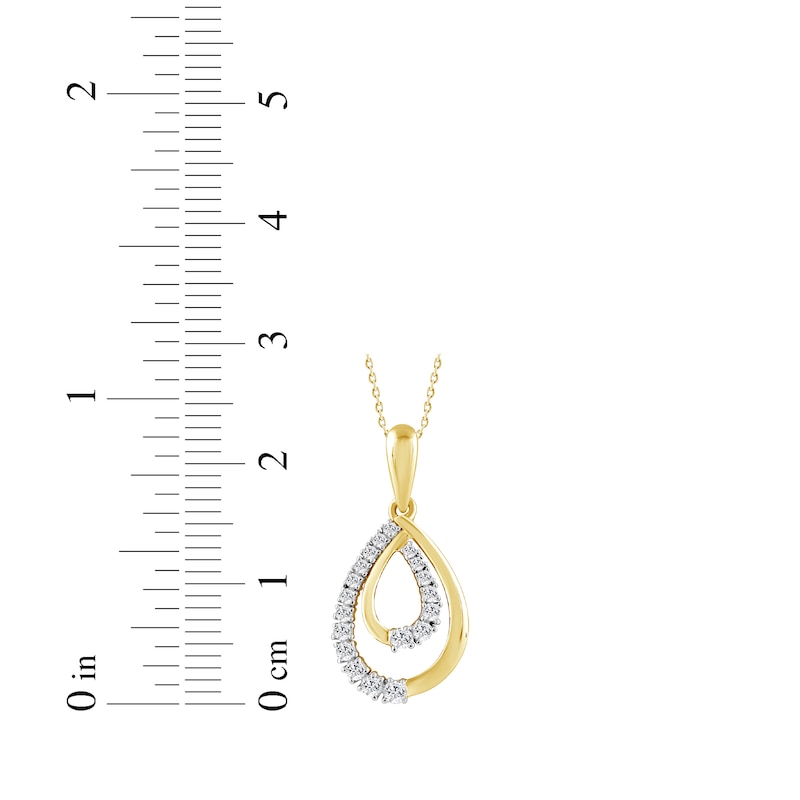 Main Image 3 of Diamond Double Teardrop Necklace 1/4 ct tw 10K Yellow Gold 18"