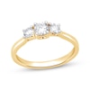 Thumbnail Image 1 of Memories Moments Magic Lab-Grown Diamond Round-Cut Three-Stone Halo Engagement Ring 1 ct tw 14K Yellow Gold