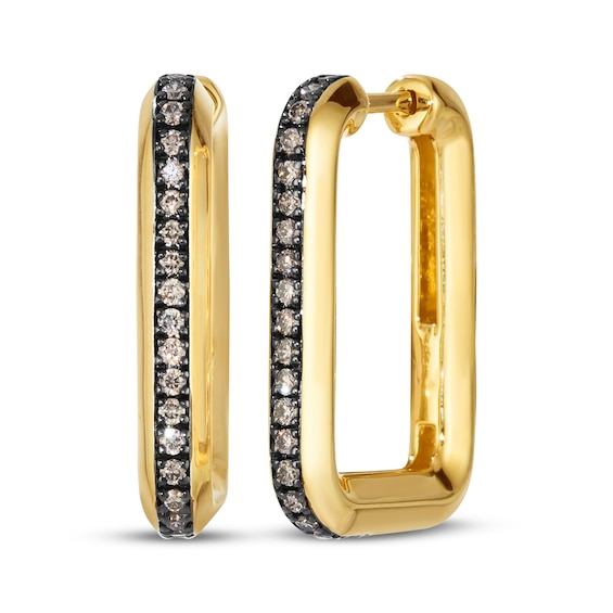 Le Vian Diamond Rectangle Hoop Earrings 1/3 ct tw 14K Honey Gold