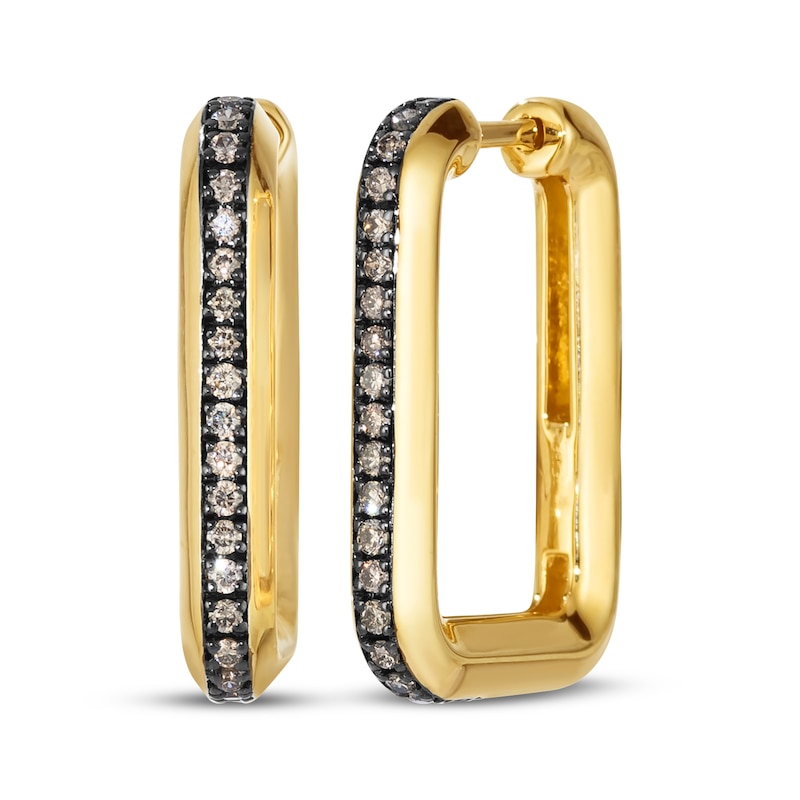 Main Image 1 of Le Vian Diamond Rectangle Hoop Earrings 1/3 ct tw 14K Honey Gold