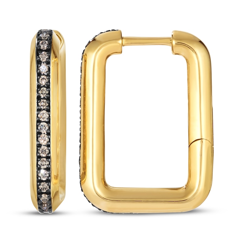Main Image 3 of Le Vian Diamond Rectangle Hoop Earrings 1/3 ct tw 14K Honey Gold