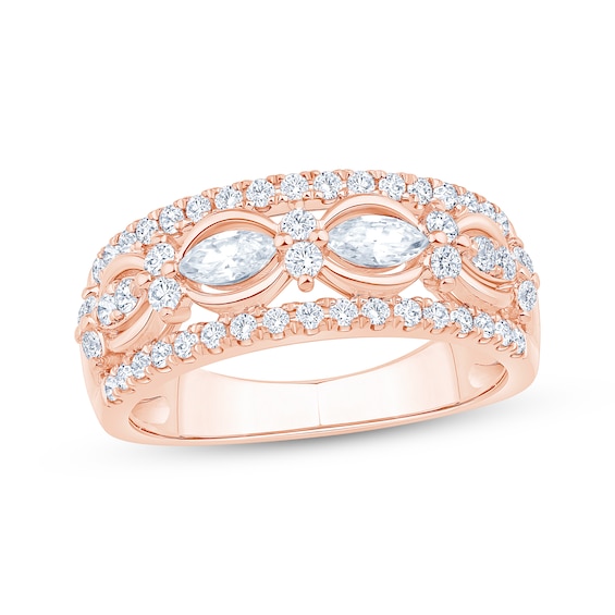 Now + Forever Marquise & Round-Cut Diamond Three-Row Anniversary Ring 7/8 ct tw 14K Rose Gold