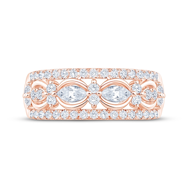 Main Image 3 of Now + Forever Marquise & Round-Cut Diamond Three-Row Anniversary Ring 7/8 ct tw 14K Rose Gold