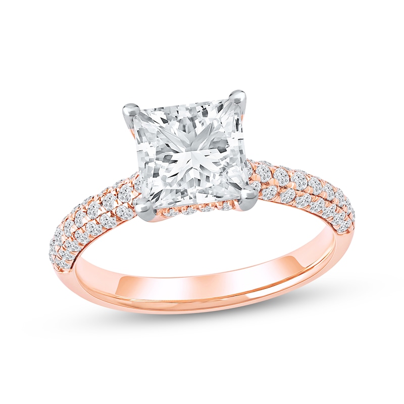 Main Image 1 of Now + Forever Lab-Grown Diamonds Princess-Cut Engagement Ring 2-1/2 ct tw 14K Rose Gold