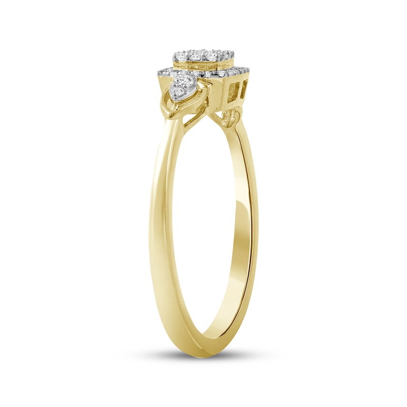 Main Image 2 of Multi-Diamond Cushion-Shaped Promise Ring 1/6 ct tw 10K Yellow Gold