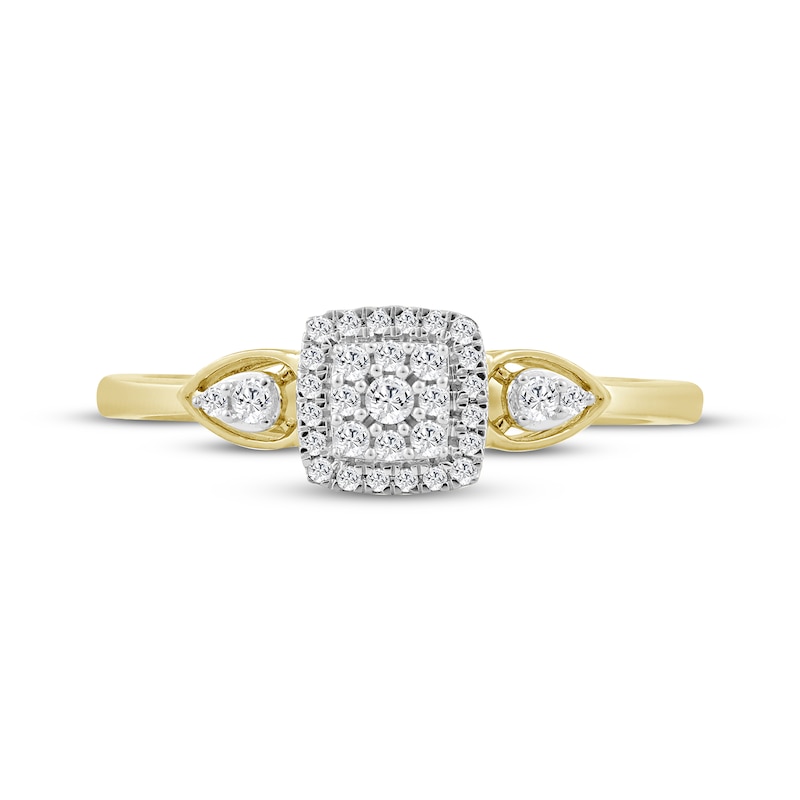 Main Image 3 of Multi-Diamond Cushion-Shaped Promise Ring 1/6 ct tw 10K Yellow Gold
