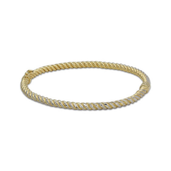Reaura Diamond-Cut Rope Twist Bangle Bracelet Repurposed 14K Yellow Gold
