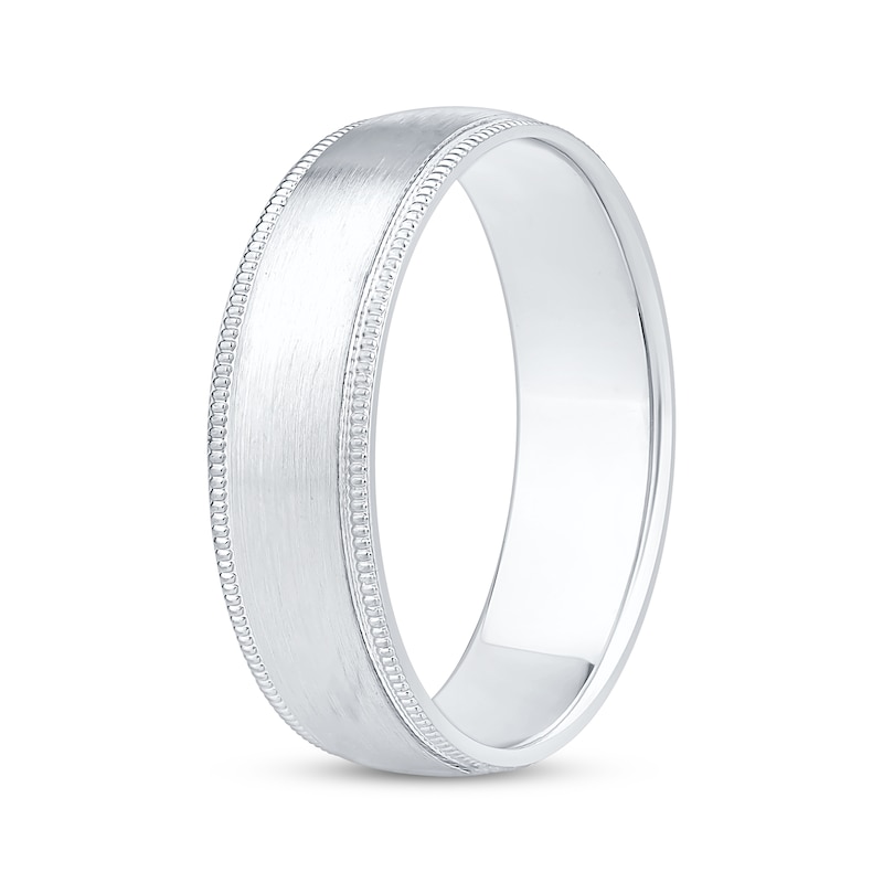 Main Image 2 of Now + Forever Men's Brushed Milgrain Wedding Band 10K White Gold 6mm