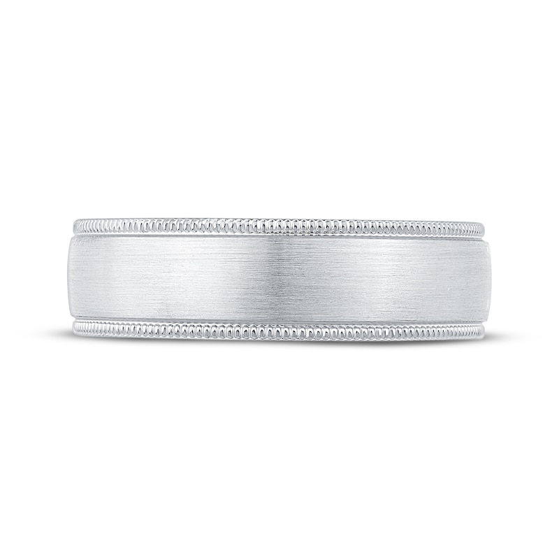 Main Image 3 of Now + Forever Men's Brushed Milgrain Wedding Band 10K White Gold 6mm