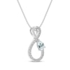 Thumbnail Image 3 of Pear-Shaped Aquamarine & White Lab-Created Sapphire Infinity Necklace Sterling Silver 18&quot;