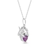 Thumbnail Image 2 of Heart-Shaped Amethyst & White Lab-Created Sapphire Unicorn Necklace Sterling Silver 18&quot;