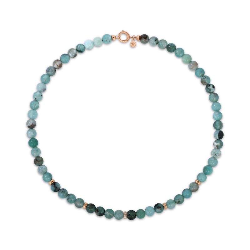 Main Image 1 of Le Vian Aquaprase Bead Necklace 1/6 ct tw Diamonds 14K Strawberry Gold 18&quot;