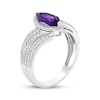 Thumbnail Image 2 of Marquise-Cut Amethyst & Diamond Halo Ring 3/8 ct tw 10K White Gold
