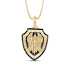 Thumbnail Image 1 of Men's Black Diamond Saint Michael Shield Necklace 3/8 ct tw 10K Yellow Gold 22"