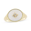 Thumbnail Image 1 of Oval Mother-of-Pearl & Diamond Accent Star Signet Ring 10K Yellow Gold