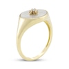 Thumbnail Image 2 of Oval Mother-of-Pearl & Diamond Accent Star Signet Ring 10K Yellow Gold