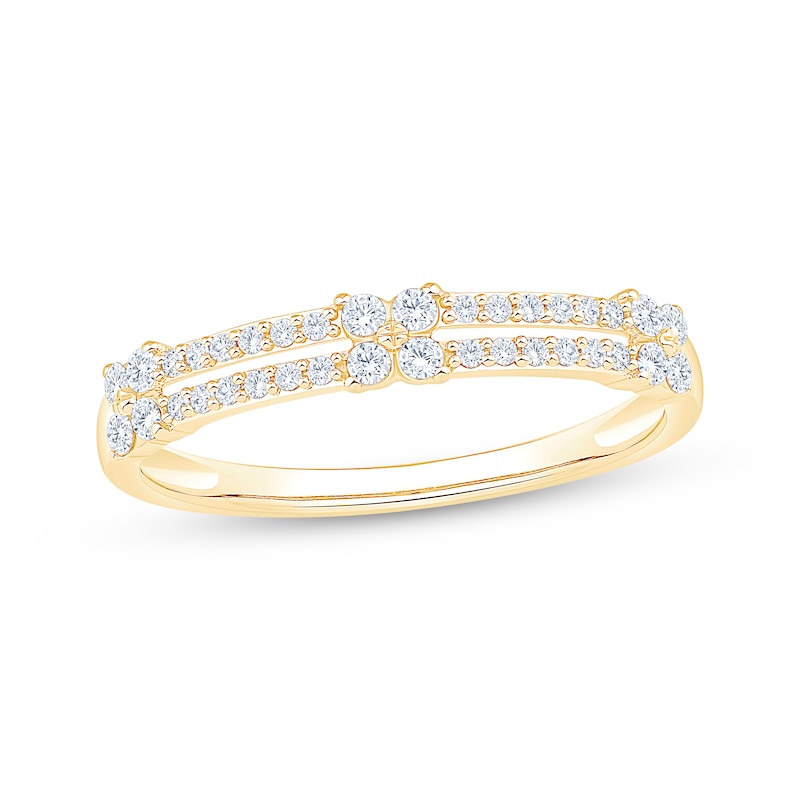Main Image 1 of Now + Forever Diamond Two-Row Anniversary Ring 1/4 ct tw 10K Yellow Gold