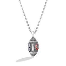 True Fans Chicago Bears 1/20 CT. T.W. Diamond Vertical Football Necklace in Sterling Silver