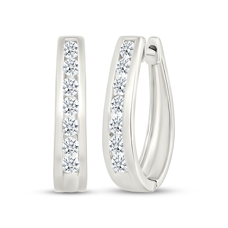 Main Image 1 of Lab-Grown Diamond Hoop Earrings 1 ct tw 10K White Gold