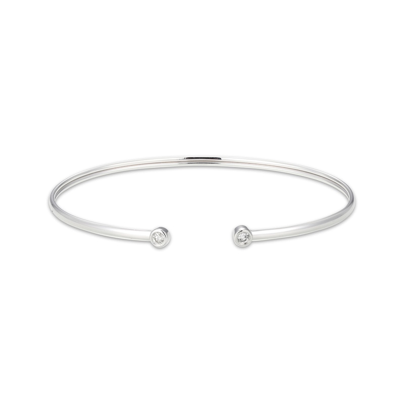 Main Image 1 of Diamond Bezel-Set Cuff Bangle Bracelet 1/6 ct tw Sterling Silver