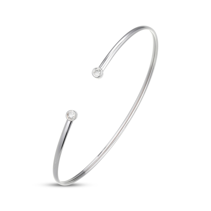 Main Image 2 of Diamond Bezel-Set Cuff Bangle Bracelet 1/6 ct tw Sterling Silver