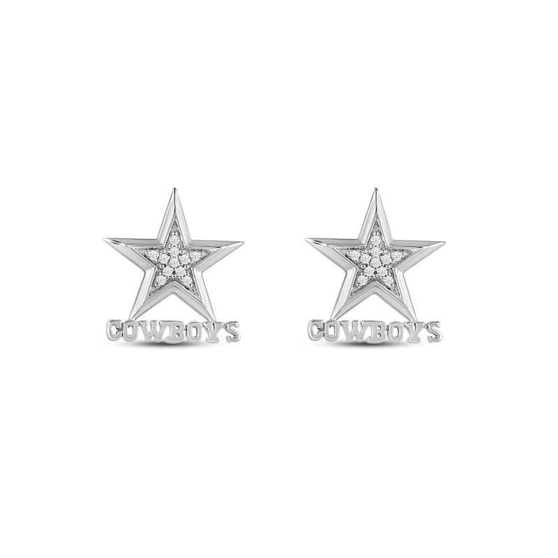 Main Image 1 of True Fans Dallas Cowboys 1/15 ct tw Diamond Logo Stud Earrings Sterling Silver