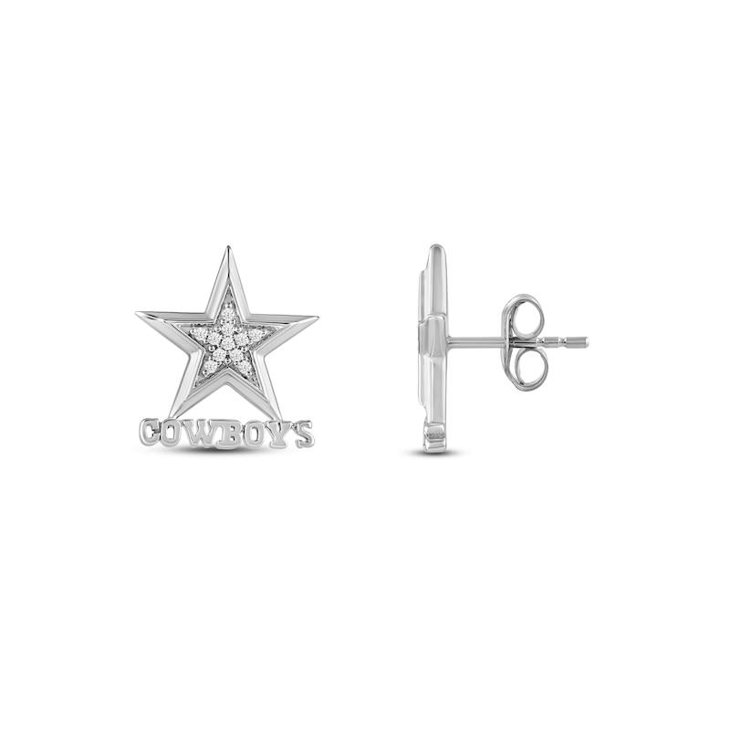 Main Image 2 of True Fans Dallas Cowboys 1/15 ct tw Diamond Logo Stud Earrings Sterling Silver