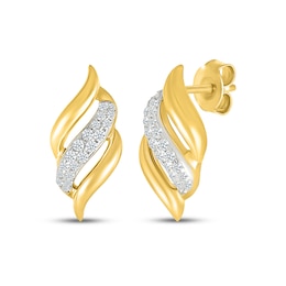 Diamond Flame-Shaped Stud Earrings 1/6 ct tw 10K Yellow Gold