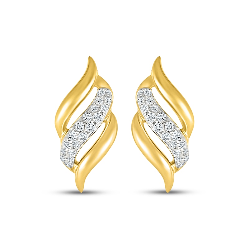 Main Image 2 of Diamond Flame-Shaped Stud Earrings 1/6 ct tw 10K Yellow Gold