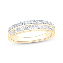 Now + Forever Baguette & Round-Cut Diamond Two-Row Anniversary Ring 3/8 ct tw 10K Two-Tone Gold