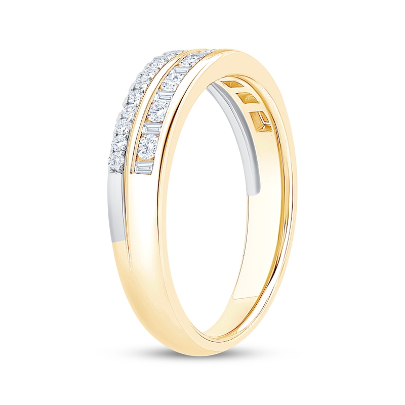 Main Image 2 of Now + Forever Baguette & Round-Cut Diamond Two-Row Anniversary Ring 3/8 ct tw 10K Two-Tone Gold