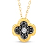 Thumbnail Image 1 of Black Spinel & White Lab-Created Sapphire Clover Necklace 10K Yellow Gold 18"