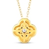 Thumbnail Image 3 of Black Spinel & White Lab-Created Sapphire Clover Necklace 10K Yellow Gold 18"