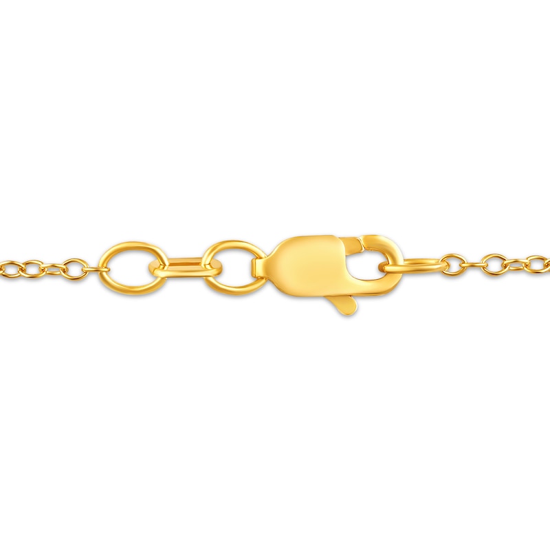 Main Image 4 of Black Spinel & White Lab-Created Sapphire Clover Necklace 10K Yellow Gold 18"