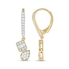 Thumbnail Image 1 of Baguette & Round-Cut Multi-Diamond Dangle Earrings 1/2 ct tw 10K Yellow Gold