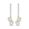 Thumbnail Image 2 of Baguette & Round-Cut Multi-Diamond Dangle Earrings 1/2 ct tw 10K Yellow Gold