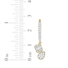 Thumbnail Image 3 of Baguette & Round-Cut Multi-Diamond Dangle Earrings 1/2 ct tw 10K Yellow Gold