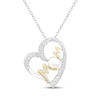 Thumbnail Image 1 of Cultured Pearl & White Lab-Created Sapphire "Mom" Heart Necklace Sterling Silver & 10K Yellow Gold 18"