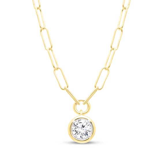 STUDIO BY KAY Lab-Grown Diamonds Round-Cut Solitaire Necklace 1 ct tw 24K Yellow Gold Vermeil Sterling Silver 18" (F/SI2)