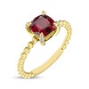 Thumbnail Image 2 of Cushion-Cut Lab-Created Ruby & Diamond Accent Ring 10K Yellow Gold