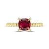 Thumbnail Image 3 of Cushion-Cut Lab-Created Ruby & Diamond Accent Ring 10K Yellow Gold