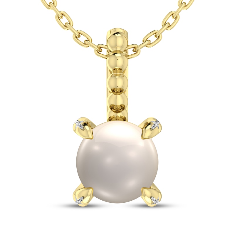 Main Image 1 of Cultured Pearl & Diamond Accent Necklace 10K Yellow Gold 18"
