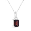 Thumbnail Image 2 of Emerald-Cut Garnet & White Lab-Created Sapphire Necklace Sterling Silver 18"