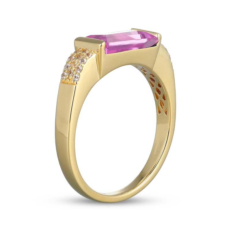Main Image 2 of STUDIO BY KAY Baguette-Cut Pink Lab-Created Sapphire & White Lab-Created Sapphire Ring 24K Yellow Gold Vermeil Sterling Silver