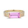 Thumbnail Image 3 of STUDIO BY KAY Baguette-Cut Pink Lab-Created Sapphire & White Lab-Created Sapphire Ring 24K Yellow Gold Vermeil Sterling Silver