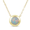 Thumbnail Image 1 of STUDIO BY KAY Lab-Created Opal Bezel-Set Solitaire Necklace 24K Yellow Gold Vermeil Sterling Silver 18"