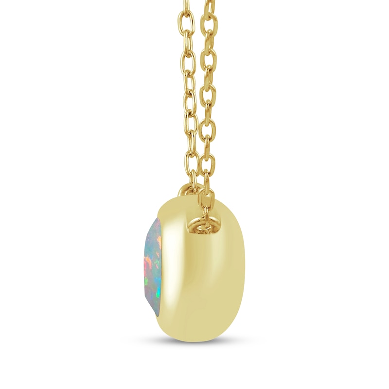 Main Image 2 of STUDIO BY KAY Lab-Created Opal Bezel-Set Solitaire Necklace 24K Yellow Gold Vermeil Sterling Silver 18"