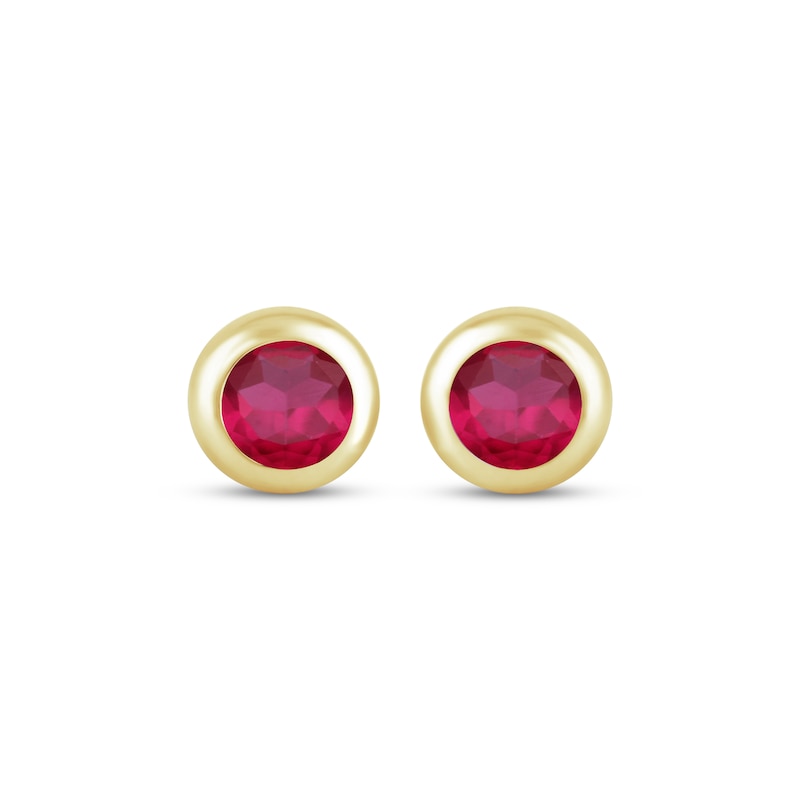 Main Image 2 of STUDIO BY KAY Lab-Created Ruby Bezel-Set Solitaire Stud Earrings 24K Yellow Gold Vermeil Sterling Silver