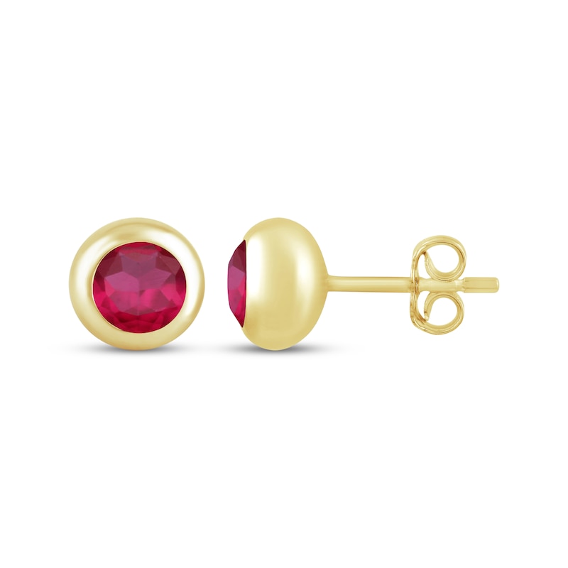 Main Image 3 of STUDIO BY KAY Lab-Created Ruby Bezel-Set Solitaire Stud Earrings 24K Yellow Gold Vermeil Sterling Silver