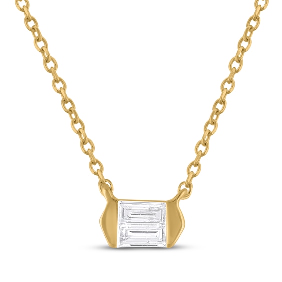 STUDIO BY KAY Baguette-Cut Multi-Diamond Necklace 1/10 ct tw 24K Yellow Gold Vermeil Sterling Silver 18"